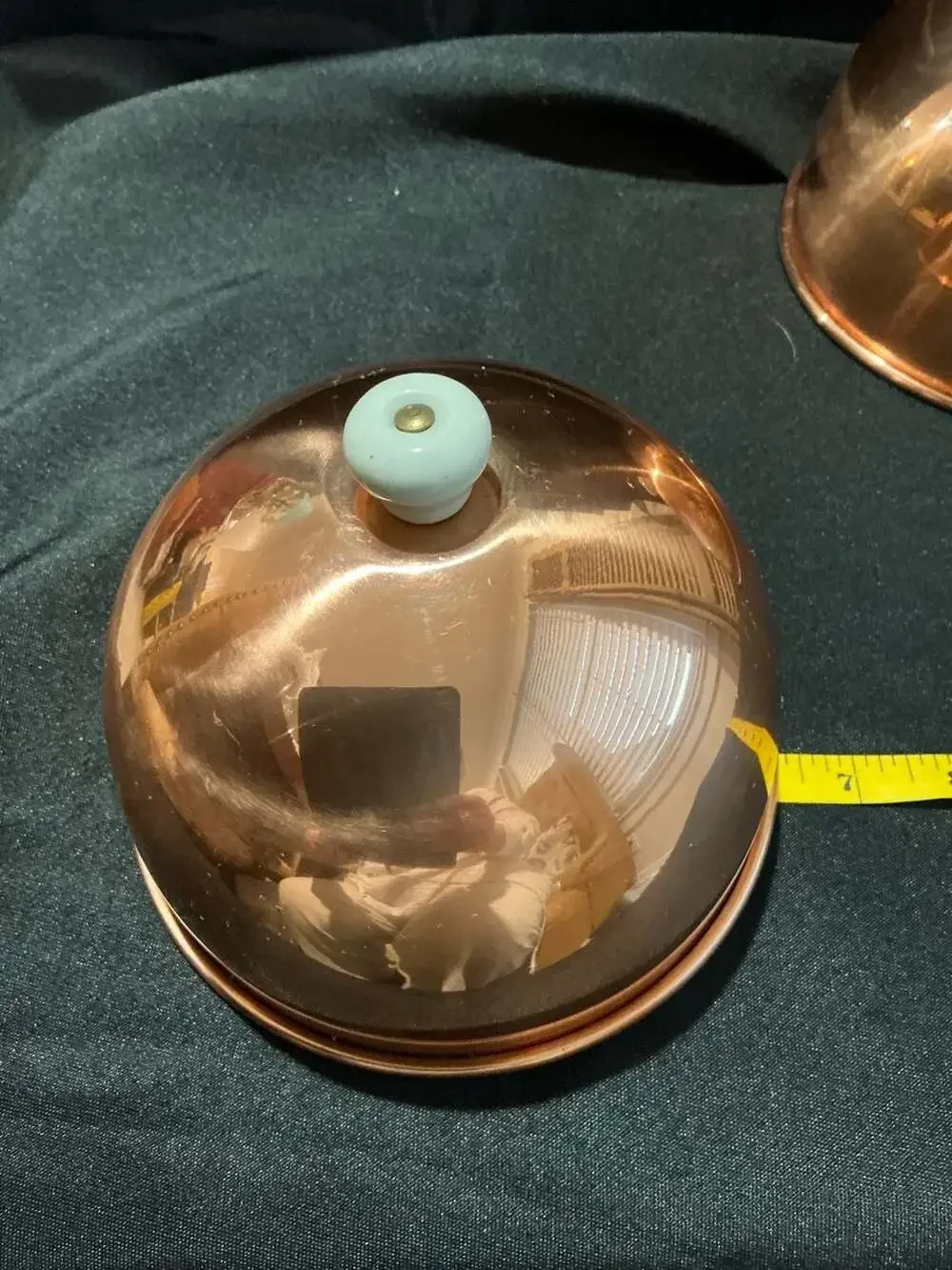 Vintage Copper Dome Set With White Ceramic Knobs